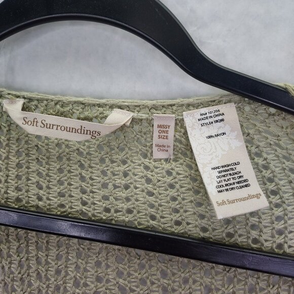 Soft Surroundings Waterfall Cardigan Women One Size Rayon Green Open Knit Button - Picture 11 of 13